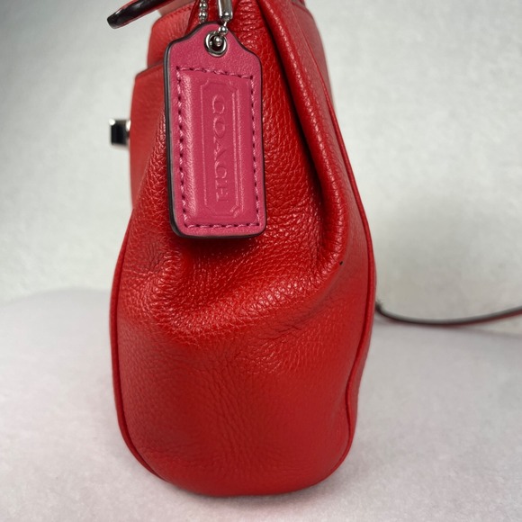 Coach Park Swingpack (F51743) Silver Vermillion Pebbled Leather Preppy Luxury - Picture 5 of 14